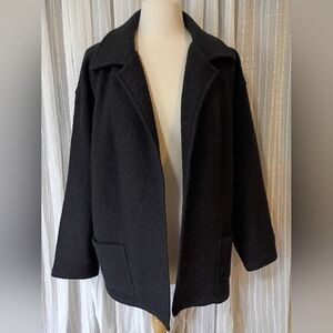 Vintage Real Clothes Saks Fifth Avenue 100% Wool Black Jacket Coat Blazer